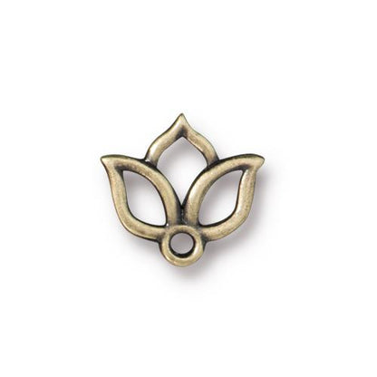 TierraCast Open Lotus Charm / pewter with a brass oxide finish