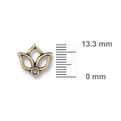 TierraCast Open Lotus Charm / pewter with a brass oxide finish / with ruler