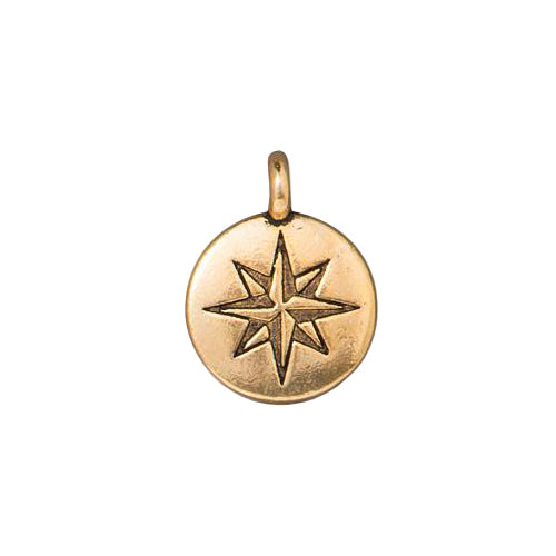 TierraCast Mini North Star Charm / pewter with antique gold finish