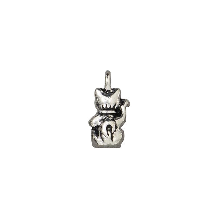 TierraCast 17mm Beckoning Kitty Charm / pewter with antique silver finish / reverse view