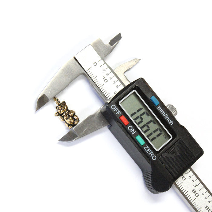 TierraCast 17mm Beckoning Kitty Charm / pewter with antique gold finish / measured with calipers