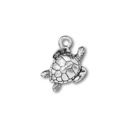 TierraCast Sea Turtle Charm / pewter with antique silver finish