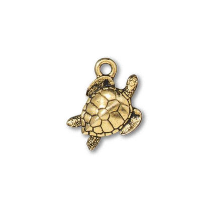 TierraCast Sea Turtle Charm / pewter with antique gold finish