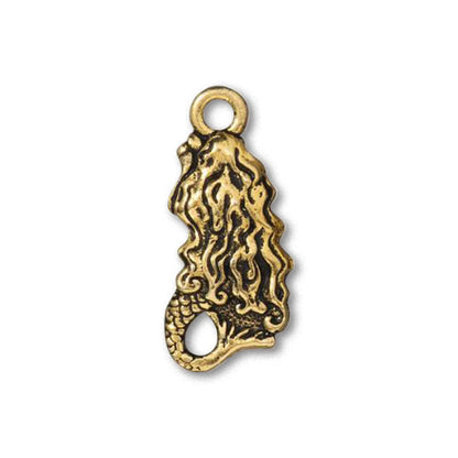 TierraCast Mermaid Charm / pewter with antique gold finish / reverse view