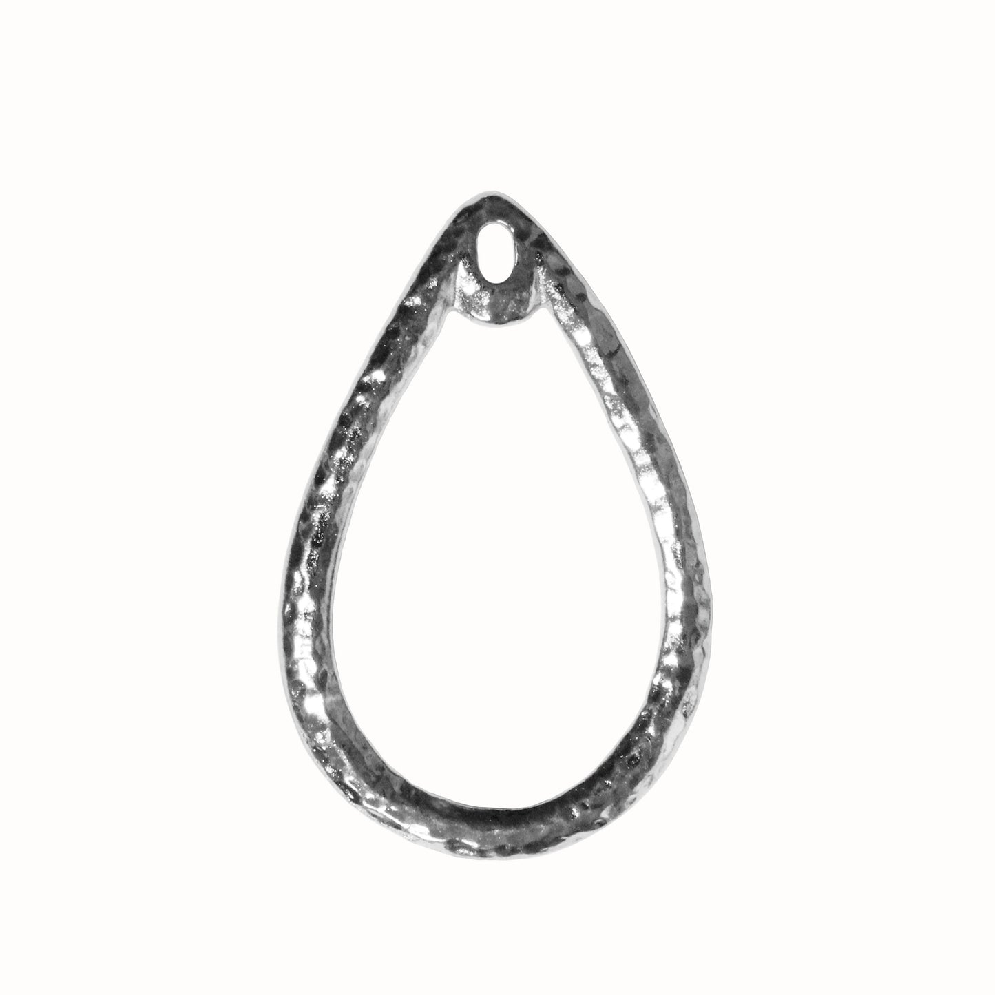 TierraCast Stitch-around Teardrop Charm / plated pewter with a white bronze finish