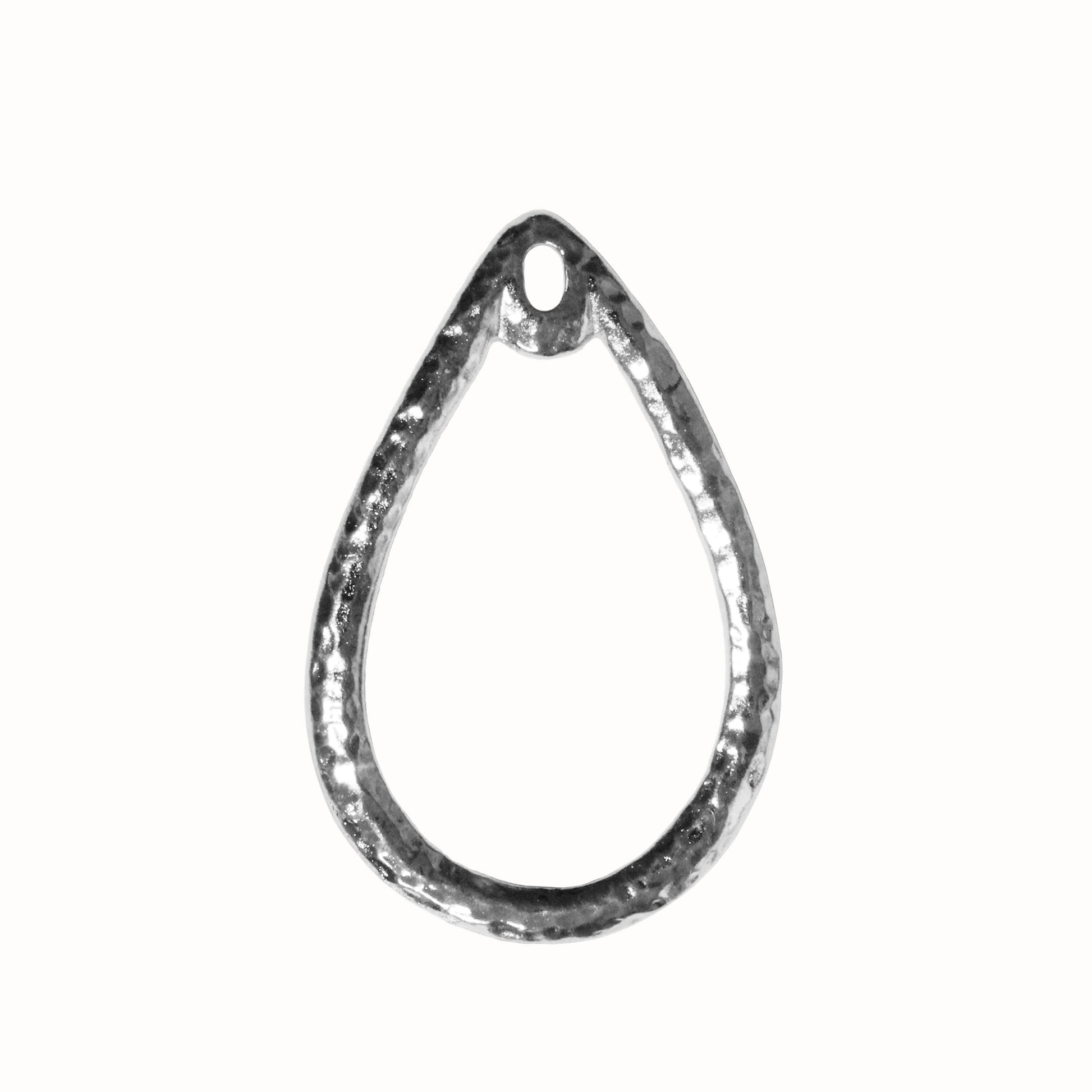 TierraCast Stitch-around Teardrop Charm / plated pewter with a white bronze finish