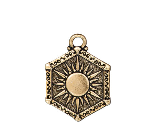 TierraCast Sun & Moon Pendant / pewter with a antique gold finish