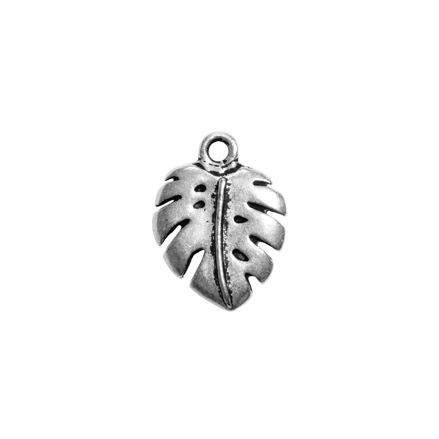 TierraCast Monstera Charm / pewter with antique silver finish