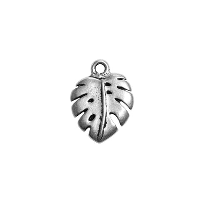 TierraCast Monstera Charm / pewter with antique silver finish / reverse view