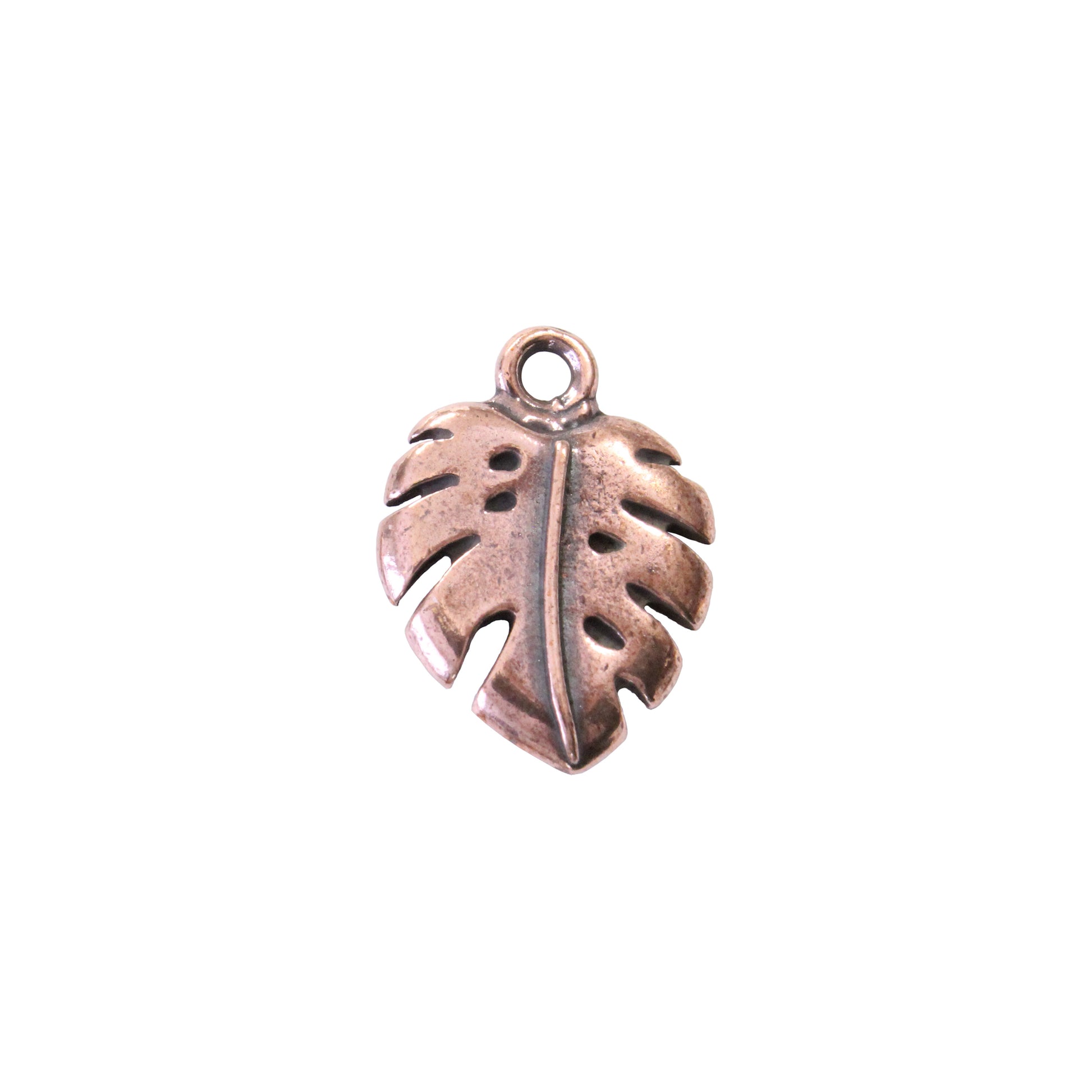 TierraCast Monstera Charm / pewter with antique copper finish