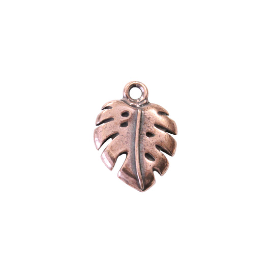 TierraCast Monstera Charm / pewter with antique copper finish