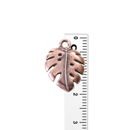 TierraCast Monstera Charm / pewter with antique copper finish / with ruler