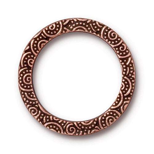 TierraCast 25mm Spiral Ring Link / pewter with antique copper finish