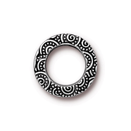 TierraCast 16mm Spiral Ring Link / pewter with antique silver finish