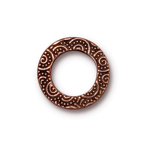 TierraCast 16mm Spiral Ring Link / pewter with antique copper finish