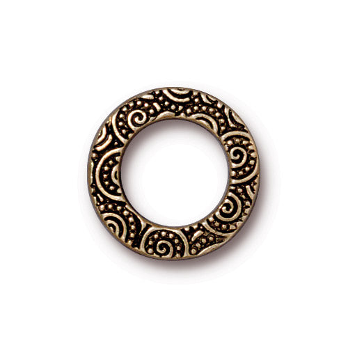 TierraCast 16mm Spiral Ring Link / pewter with antique gold finish