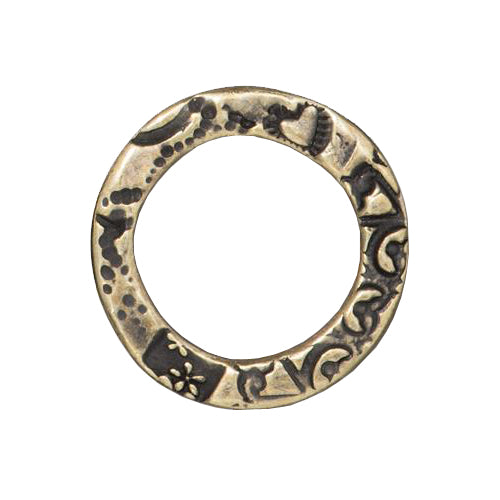 TierraCast 21mm Flora Ring Link / pewter with an antique brass finish