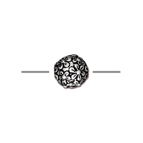 TierraCast 8mm Floral Round Bead / pewter with antique silver finish