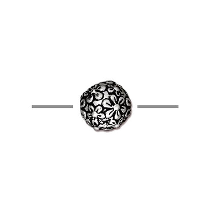 TierraCast 8mm Floral Round Bead / pewter with antique silver finish