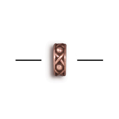 TierraCast 10mm Legend Spacer Bead / pewter with antique copper finish / side view