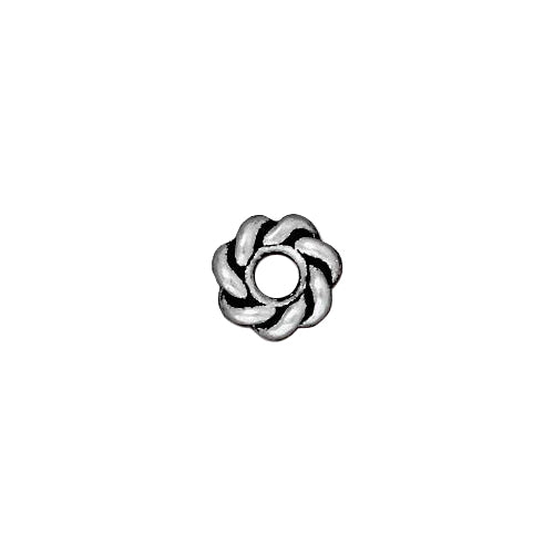 TierraCast 8mm Twisted Large Hole Bead / pewter with an antique silver finish