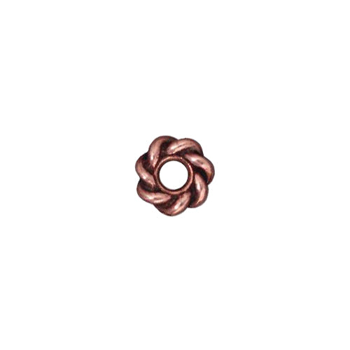 TierraCast 8mm Twisted Large Hole Bead / pewter with an antique copper finish