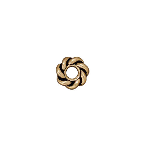 TierraCast 8mm Twisted Large Hole Bead / pewter with an antique gold finish