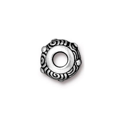 TierraCast Spiral Euro Bead / pewter with antique silver finish / large hole bead