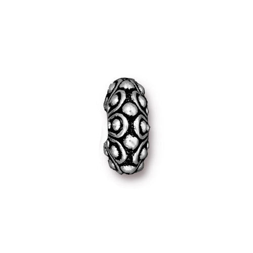 TierraCast Casbah Euro Bead / pewter with antique silver finish / large hole bead / side view