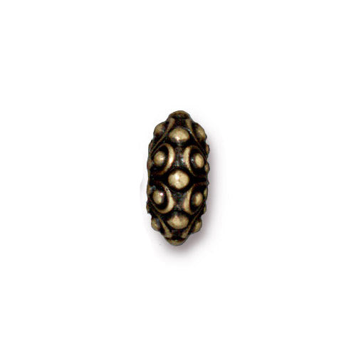 TierraCast Casbah Euro Bead / pewter with a brass oxide finish / large hole bead / side view