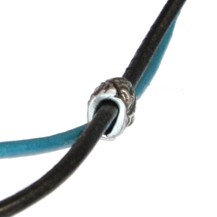 TierraCast Jardin Barrel Bead / pewter with antique finish / threaded on 2mm leather cords