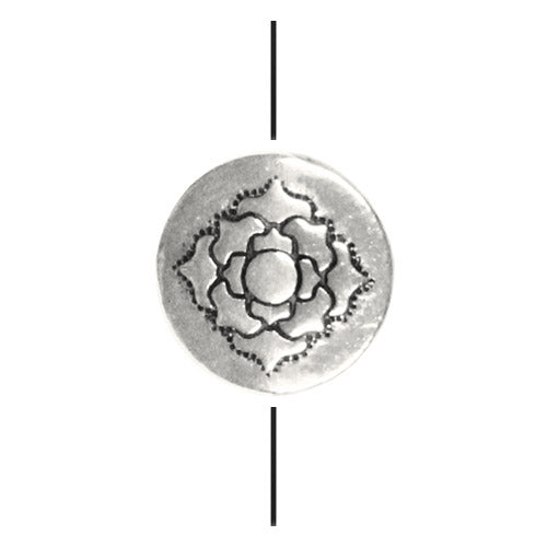 TierraCast 14mm Lotus Puffed Bead / pewter with antique silver finish / reverse view