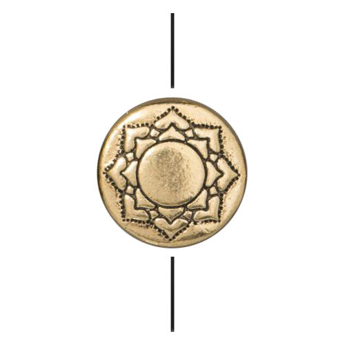 TierraCast 14mm Lotus Puffed Bead / pewter with antique gold finish