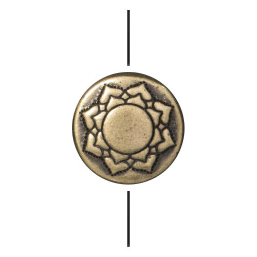 TierraCast 14mm Lotus Puffed Bead / pewter with a brass oxide finish