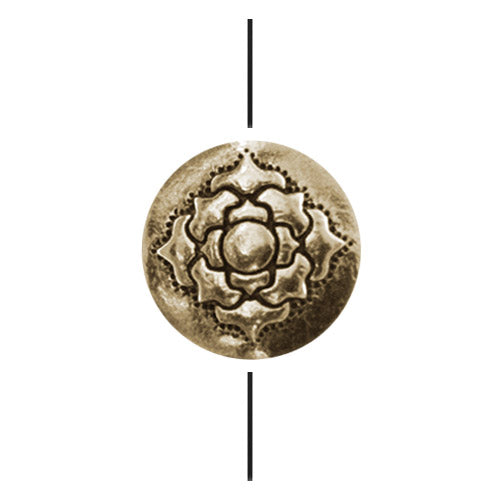TierraCast 14mm Lotus Puffed Bead / pewter with a brass oxide finish / reverse view