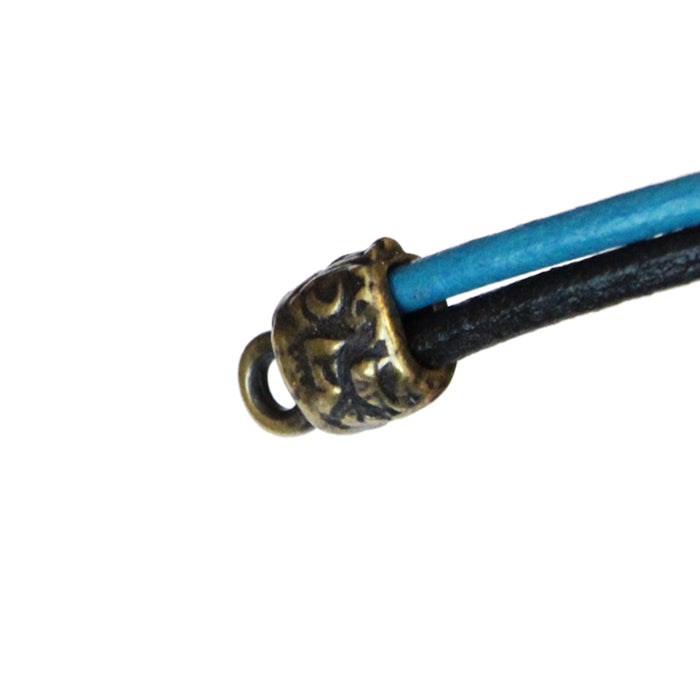 TierraCast Jardin 4x2mm Crimp End Cap / pewter with a brass oxide finish / with 2mm leather cords
