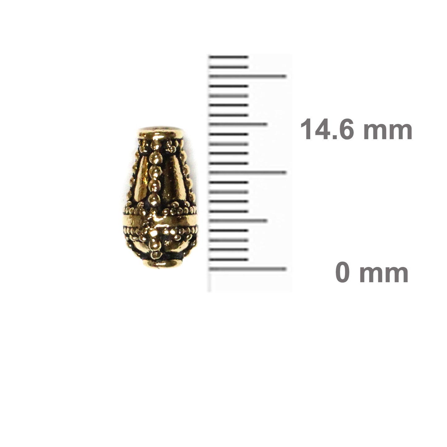 TierraCast Opulence Teardrop Bead / pewter with antique gold finish / with ruler