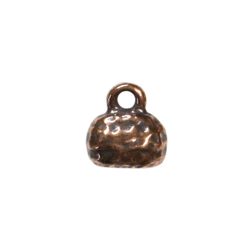 TierraCast 6 x 2mm Distressed Crimp End Cap / pewter with antique copper finish / side view