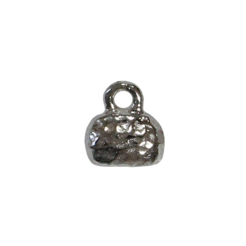 TierraCast 6 x 2mm Distressed Crimp End Cap / pewter with a bright rhodium finish / side view