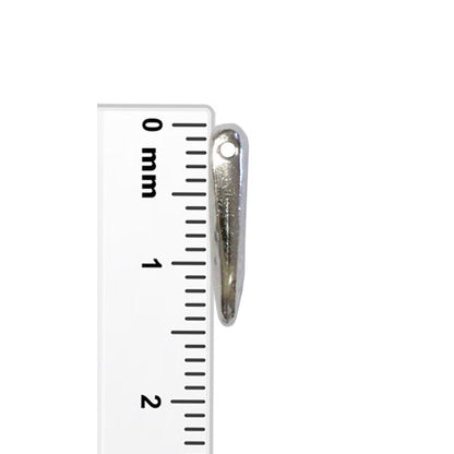 TierraCast Hammertone Dagger Bead / plated pewter with a bright rhodium finish / side view with ruler