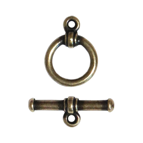 TierraCast Bar & Ring Toggle Clasp / pewter with a brass oxide finish
