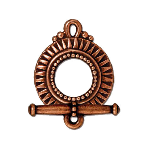 TierraCast Sunburst Toggle Clasp / pewter with antique copper finish