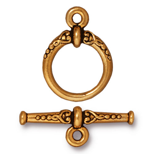 TierraCast Heirloom Toggle Clasp / pewter with antique gold finish