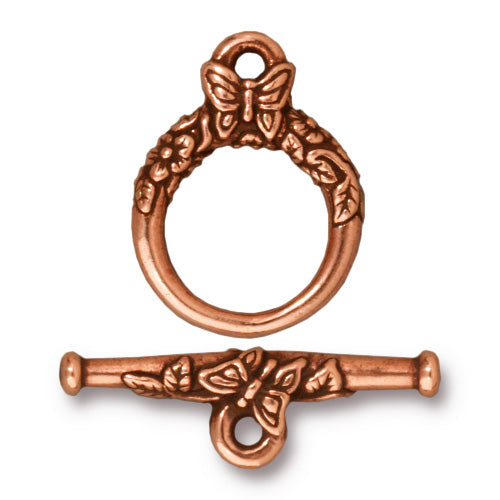 TierraCast Butterfly Toggle Clasp / pewter with antique copper finish