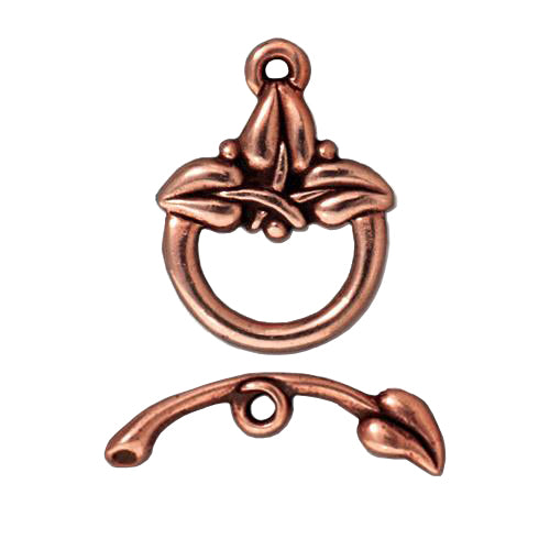 TierraCast Three Leaf Toggle Clasp / pewter with antique copper finish