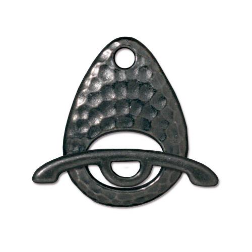 TierraCast Hammertone Ellipse Toggle Clasp / pewter with a black finish