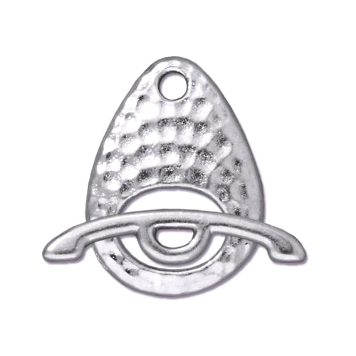 TierraCast Hammertone Ellipse Toggle Clasp / pewter with a bright rhodium finish
