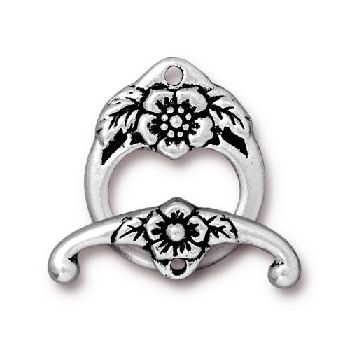 TierraCast Floral Toggle Clasp / pewter with antique silver finish