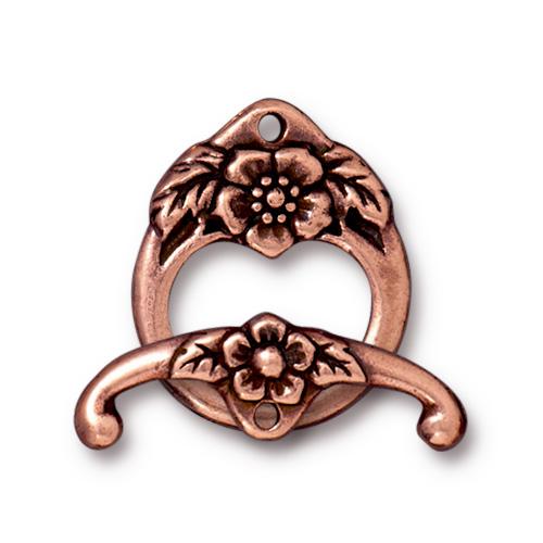 TierraCast Floral Toggle Clasp / pewter with antique copper finish