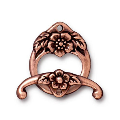 TierraCast Floral Toggle Clasp / pewter with antique copper finish